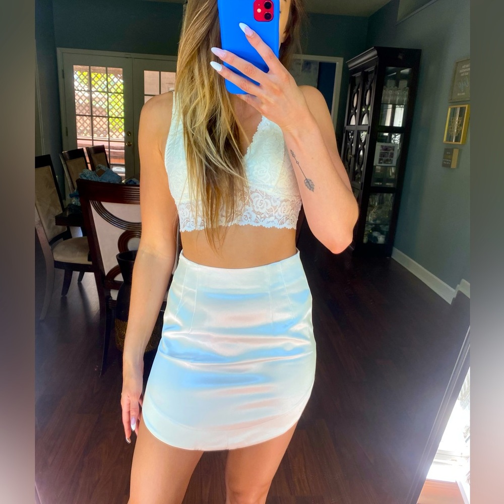 Vici white satin skirt